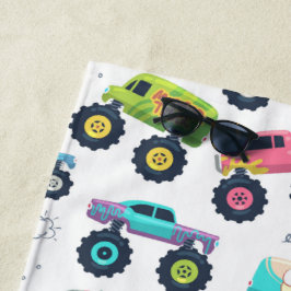 Toalha De Praia Watercolor Monster Car Trucks kids