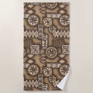 Toalha De Praia Wave Warrior Hawaiian Primitive Tapa - Brown