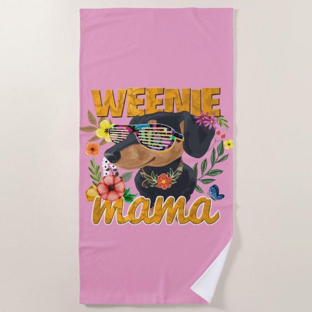 TOALHA DE PRAIA WEENIE MAMA DACHSHUND BEACH TOWEL (Frente)