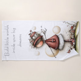 Toalha De Praia Whimsical Quote and Girl