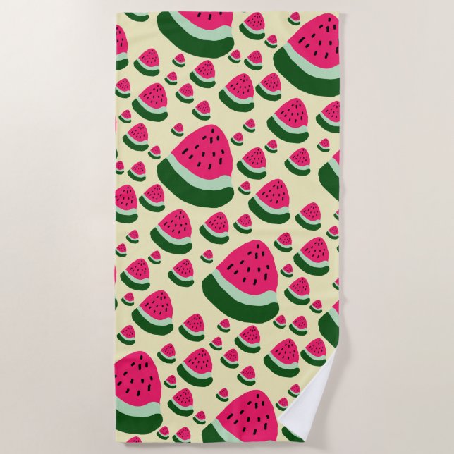 Toalha De Praia Whimsical Watermelons Cute Summer Fruit Pattern  (Frente)