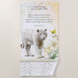 Toalha De Praia White Tiger and Lilies Devotion Towel