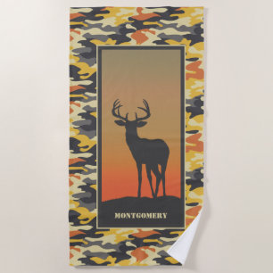 Toalha De Praia Whitetail Deer e Camo