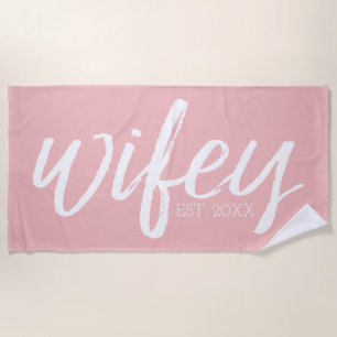 Toalha De Praia Wifey - Caligrafia Whimsical para a Noiva