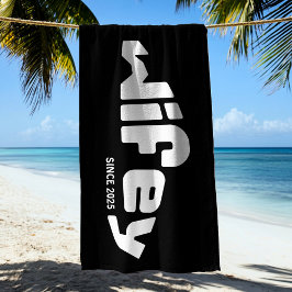 Toalha De Praia Wifey Newlywing Bride Black & White Beach Towel