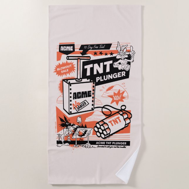 Toalha De Praia WILE E. COYOTE™ | Êmbolo dinâmico ACME TNT (Frente)