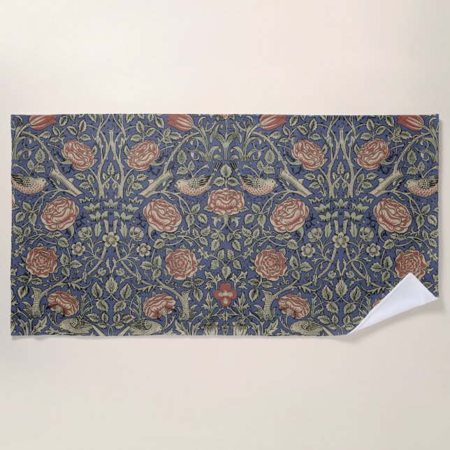 Toalha De Praia William Morris Tudor Rosa Wallpaper (Frente)