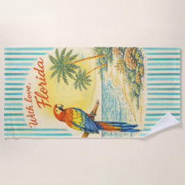 Toalha De Praia With Love Florida Parrot Beach Towel
