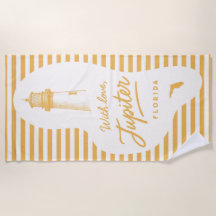With Love Jupiter Light House Beach Towel