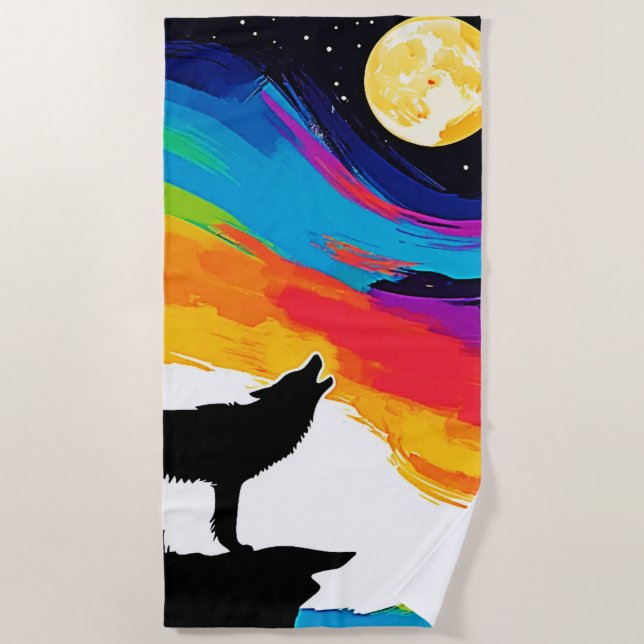 Toalha De Praia Wolf Moon Howl Art (Frente)