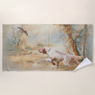 Toalha De Praia Woodcock Hunting com English Setter em floresta, A