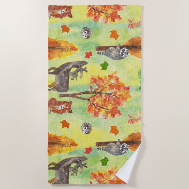 Toalha De Praia Woodland — Animais Aquícolas (Frente)