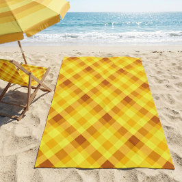 Toalha de Praia Xadrez Amarelo Gema de Ovo Fofa