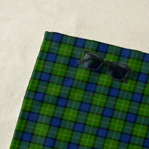 Toalha De Praia Xadrez azul verde Muir Moore tartan