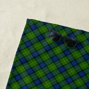 Toalha De Praia Xadrez azul verde Muir Moore tartan