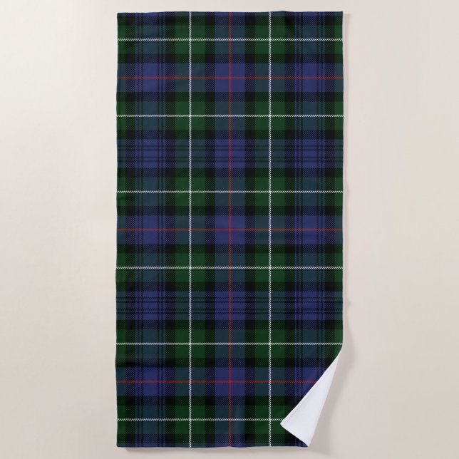 Toalha De Praia Xadrez Clan MacKenzie Green Purple Check Tartan (Frente)