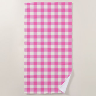 Toalha De Praia Xadrez de Cottagecore Rosa Gingham