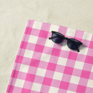 Toalha De Praia Xadrez de Cottagecore Rosa Gingham