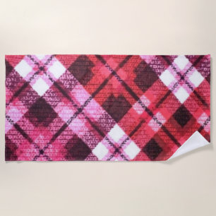 Toalha De Praia Xadrez do Knit Tartan Verificar Padrão de Vinho Br