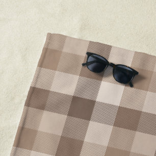 Toalha De Praia Xadrez Gingham de Plaid em Tom de Terra Neutro