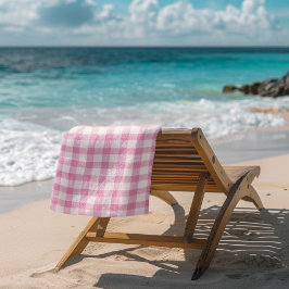 Toalha De Praia Xadrez Rosa Bebê