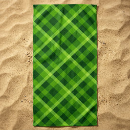 Toalha de Praia Xadrez Verde Árvore Bonita