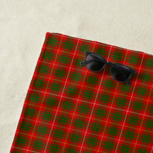 Toalha De Praia Xadrez verde vermelho tartan Bruce
