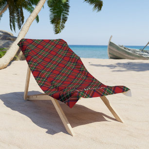Toalha De Praia Xadrez Vermelho e Verde Rústico Clássico Tartan