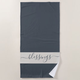 Toalha De Praia Xic Bessings Dark Blue and Cream
