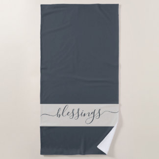 Toalha De Praia Xic Bessings Dark Blue and Cream
