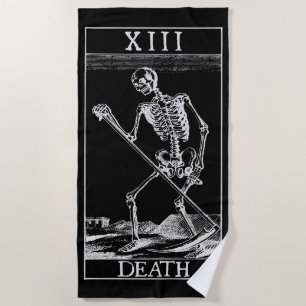 Toalha De Praia XIII Morte: cartão preto e branco de Tarot antigo