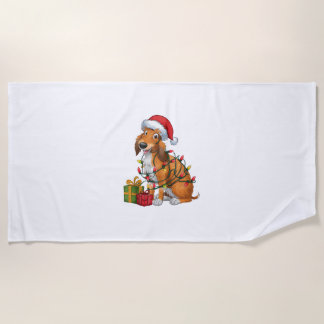 Toalha De Praia Xmas Lighting Santa Hat Scottish Deerhound Dog Chr