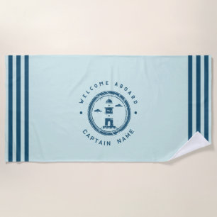 Toalha De Praia Yacht clube de ancoragem náutica Marinho azul barc