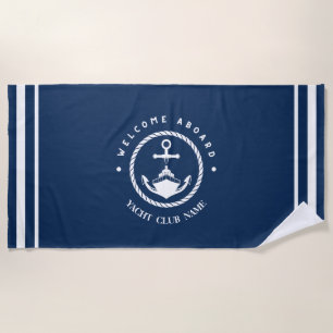 Toalha De Praia Yacht clube de iate de Âncora Azul marina Boat