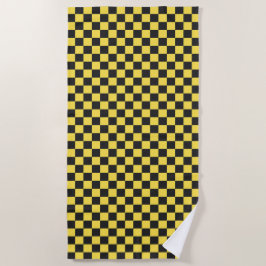 Toalha De Praia Yellow and black checkerboard pattern