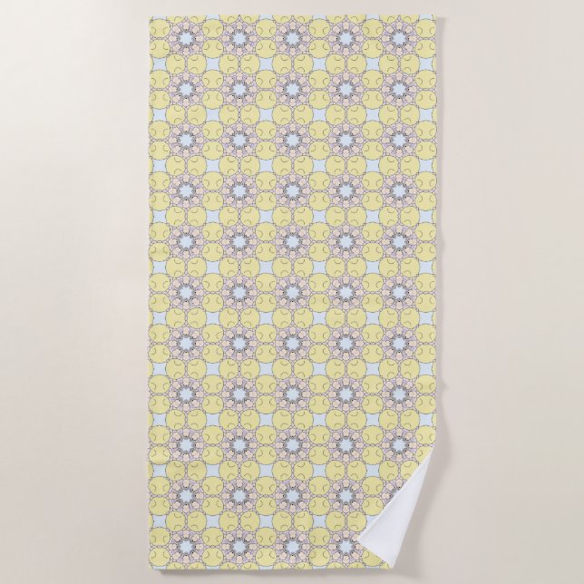 Toalha De Praia Yellow, blue and gray geometric patterned  (Frente)