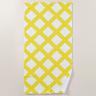 Toalha De Praia Yellow White Checker Diamond Pattern