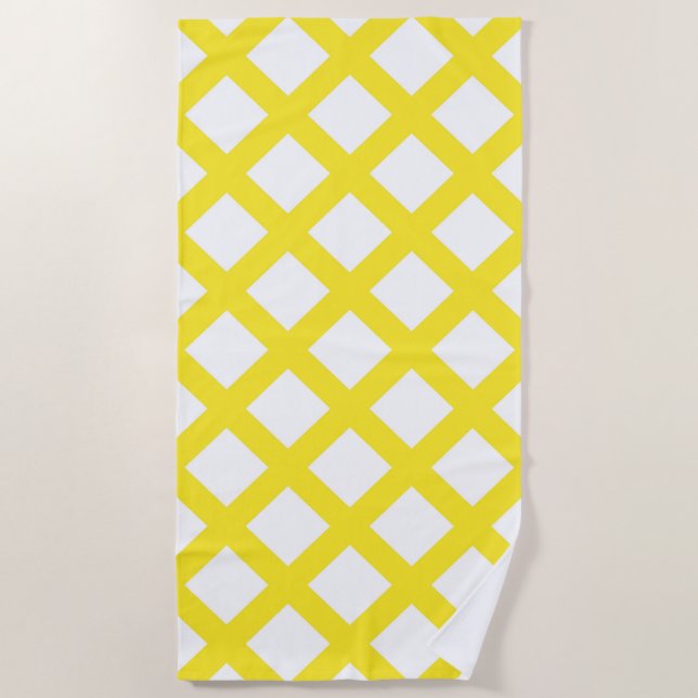 Toalha De Praia Yellow White Checker Diamond Pattern (Frente)