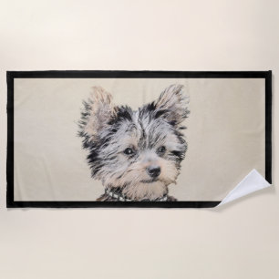 Toalha De Praia Yorkshire Terrier Puppy Pintura Original