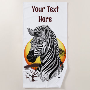 Toalha De Praia Zebra African Savanna Wild Animal