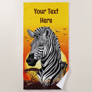 Toalha De Praia Zebra African Savanna Wild Animal