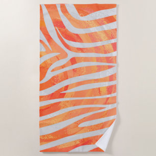 Toalha De Praia Zebra branca e laranja