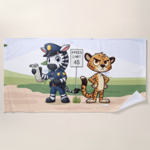 Toalha De Praia zebra e leopardo policiais fofos