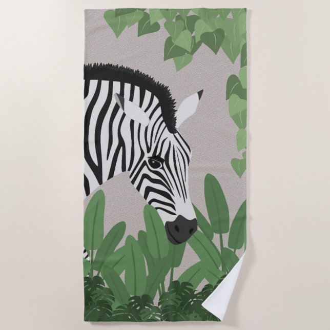 Toalha De Praia Zebra entre Folhas (Frente)