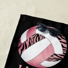 Toalha De Praia zebra stripes rosa vôlei personalizada