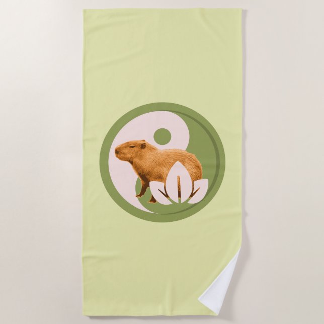 Toalha De Praia Zen Capivara Yin Yang Nature Pacífica (Frente)