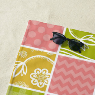 Toalha De Praia Zigzag, Chevron, Bolinhas, Gingham, Patchwork