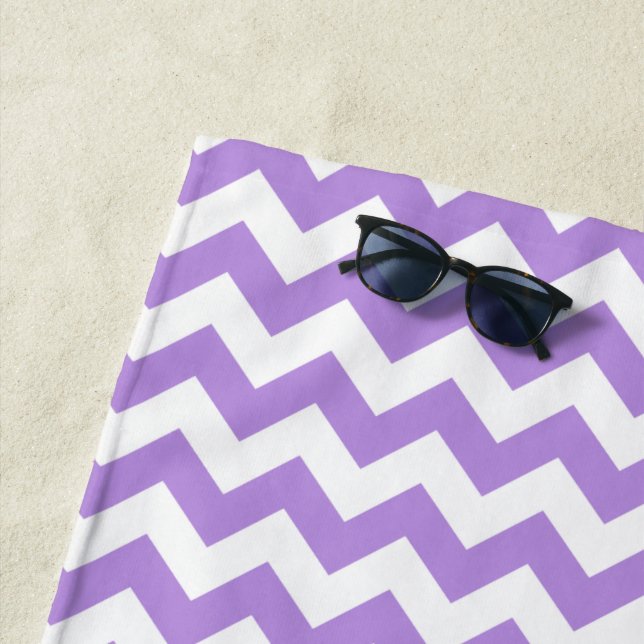 Toalha De Praia Zigzag Roxo, Chevron Roxo, Padrão Geométrico (In Situ)