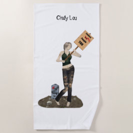 Toalha De Praia Zombie Pin Up Girl Protest II Beach Towel