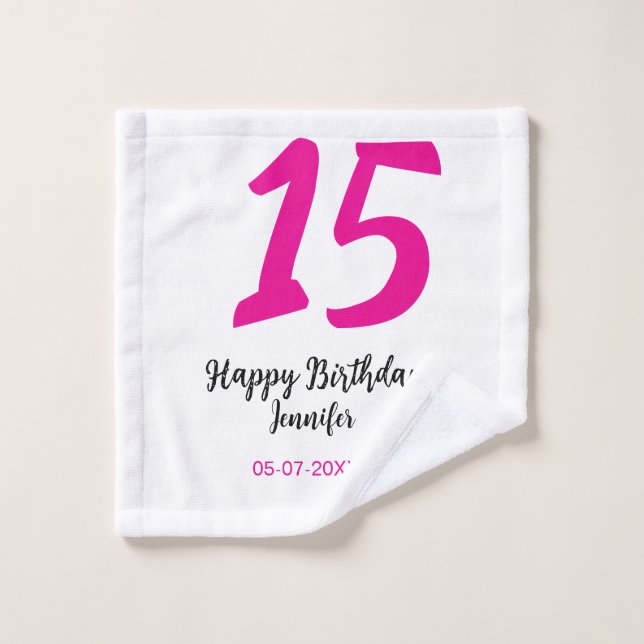 Toalha De Rosto 15 aniversário quiencenera adicionar data ano mode (Pano de lavar)